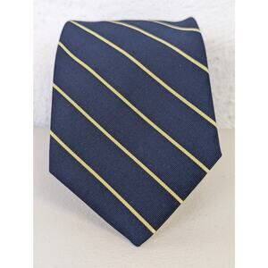Vtg Brooks Brothers Silk Wool Tie Blue Yellow Stripe Classic Heritage Preppy